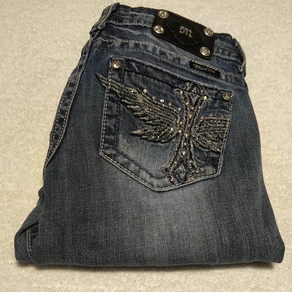 Miss Me Skinny Rhinestome Jeans - Size 28